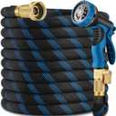100 ft Garden Hose-No Kink,Heavy Duty,Lightweigh Flexible,Leakproof Water Hose with Sprayer Nozzle-3/4" Solid Brass Connectors-Rubber Car Hoses