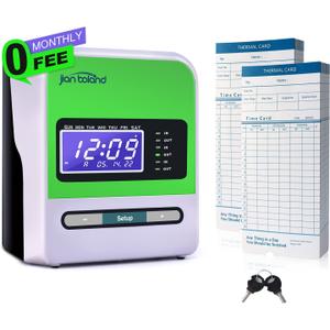 Thermal Time Clocks for Employees Small Business in/Out Time Punch Clock, No Ink Ribbons or Network Needed, with 50 Time Cards & 2 Keys 0 Monthly Fee