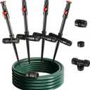Flexible Sprinkler System, Above Ground DIY Irrigation Kit, Multi-Adjustable Lawn Sprinkler Set, Ideal for Plant and Flower Bed Watering, 50ft Garden Hose Included