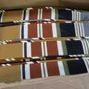Outdoor 18 inch Square Patio Dining Chair Pads – Comfortable Fiber-Filled Seat Cushions with Ties, Reversible Polyester Fabric - Brick Stripe, Set of 4