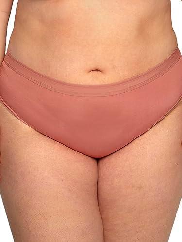 Curvy Couture Women's No Show Sheer Mesh High-Cut Brief Panty, Small