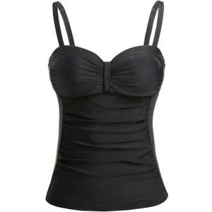 Women's Underwire Tummy Control Swimsuit Top with Push Up - No Bottom Included (Medium, Black)