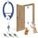 Kezlume Cat Toy Interactive for Indoor Cats, Smart USB Rechargeable Door Hanging Automatic Retractable Kitten Toys, Teaser Electronic Self Play Feather Cat String Toys Attached with 2 Catnip Mice Blue