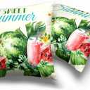 Sweet Summer Pillow Covers 18x18 Set of 2 Pineapple Watermelon Throw Pillow Covers Tropical Fruits Pillowcase Double Sided Printing Cushion Case for Home Decor Outdoor Sofa