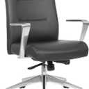 Boss Office Products Modern Conference Chair with Aluminum Arms and Base, Black