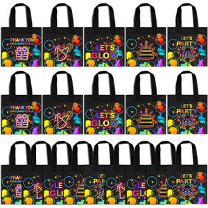 BANBALLON 20 PCS Neon Party Favor Bags Glow Birthday Party Supplies Glow in the Dark Party Glowing with Me Goodie Bags for Neon Theme Birthday Party Let's Glow Party Supplies