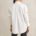SUNNOW Women's Tuxedo Style Button Down Shirt Bib Tops Ruffle Long Sleeve Blouse Casual Dressy Outfits White (White, XL)
