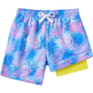 2 x westwolf Boys Swim Trunks with Compression Liner Kids Boxer Briefs Bathing Suit 7-20 Years Old Swimming Shorts Quick Dry