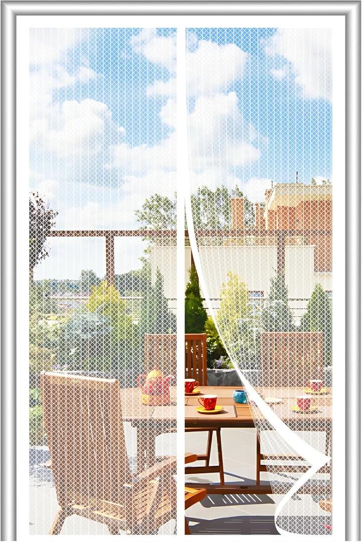 Magnetic Screen DoorScreen Door MeshKeep Bugs Out, Heavy-Duty Mesh Curtain,Pet and Kid Friendly, Works with Front Doors, Sliding Doors38x82 Inch White