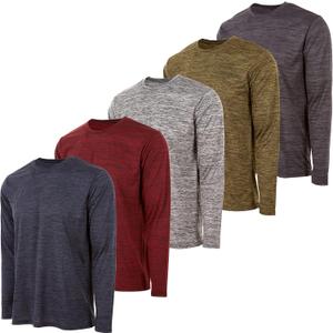 Essential Elements Mens Active T-Shirt - Quick-Dry Athletic Workout Training Crew Neck Long Sleeve Top 5 Pack (X-Large)