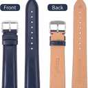 TStrap Leather Watch Band Men - Blue Quick Release Watch Strap for Women Replacement - Soft Smart Watch Bracelet with Clasp Buckle for ladies - 14mm 16mm 18mm 19mm 20mm 21mm 22mm 23mm 24mm