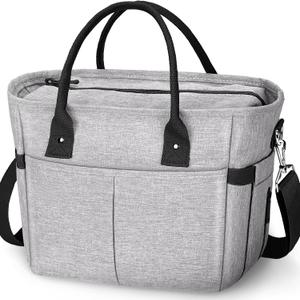 KIPBELIF Cute&Classy Roomy Insulated Lunch Bags for Women - Stylish & Functional Large Tote Adult Lunch Box for Working & Picnic (Standard Size, Gray)