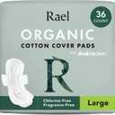 Rael Pads for Women, Organic Cotton Cover - Period Pads with Wings, Feminine Care, Sanitary Napkins, Heavy Absorbency, Unscented (Large, 36 Count)