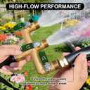 Garden Hose Splitter, 3/4 Rust and Freeze Resistant Outdoor Hose Manifold with 3 green Extra Long Handles Faucet Adapter-Heavy Duty Brass 3-Way Valve