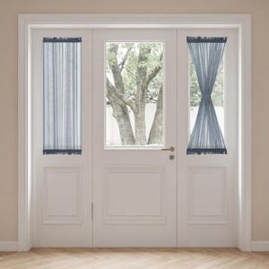 H.VERSAILTEX Curtain for Door Window, French Door Blinds, Privacy Semi Sheer Side Window Curtains for Front Door with Rod Pocket and Tie Back, Denim, 25 x 40 inches, 1 Panel