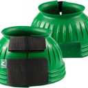 HORZE No Turn Overreach Rubber Bell Boots for Horses - Green - XL