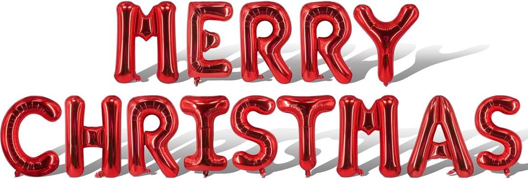 Red Christmas Balloons Merry Christmas Balloons Letter Banner Balloon for Xmas Themed Party Decoration Supplies Birthday Decoration Decor Ballons Arch Kits Party Balloon Set 14PCS