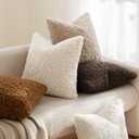 MIULEE Pack of 2 Lumbar Faux Fur Throw Pillow Covers 12x20 Inch Neutral White Boucle Decorative Sherpa Pillow Covers Fuzzy Accent Soft Sheepskin Fleece for Boho Home Decor Sofa Living Room Bed Chair