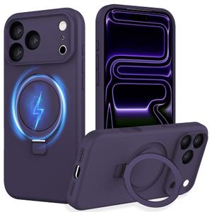 IYH Magnetic Case for iPhone 17 Pro Max 6.9" with Invisible Stand [16FT Military Protection] Liquid Silicone Cover, Purple