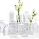 Glass Bud Vases Set of 12, Small Vases for Flowers, Clear Bud Vases in Bulk for Centerpieces Mini Vintage Vase for Rustic Home Wedding Table Decorations