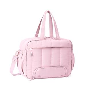 For Spirit Airlines Personal Item Bag 18x14x8 Puffer Travel Duffel Bag with Shoe Compartment Underseat Carry on Luggage Fit 15.6-Inch Laptop Gym Bag for Women Men (Pink)