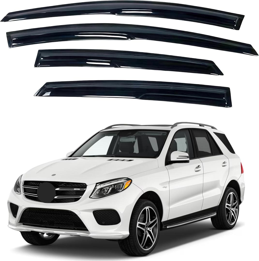IG Window Visors Fit for 2012-2019 Mercedes-Benz ML350 GLK350 GL450, Out-Channel Rain Guards Vent Wind Deflectors 4PC, Car Accessories for 2012-2019 Mercedes Benz ML/GL Class
