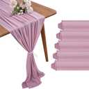 BEDDEB 29x120 Inches 5 Pack Dusty Pink Chiffon Table Runner 10Ft Sheer Wedding Table Runner Romantic Tulle Table Runner for Rustic Wedding Decor Birthday Party Bridal Baby Shower Table Decoration