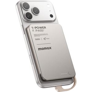 MOMAX 0.3" Slim Portable Charger with Built in Cable USB C Battery Pack (No Wireless) 5000mAh, PD 20W Fast Charging Power Bank for iPhone 17/16/15, Samsung Galaxy, Google Pixel, Android, iPad, AirPods