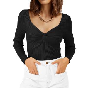 LILLUSORY Women's 2025 Twist Knot Fall Clothes Fashion Outfits Top Ribbed Long Sleeve (Medium, Black) LILLUSORY Women's 2025 Twist Knot Fall Clothes Fashion Outfits Top Ribbed Long Sleeve (Medium, Black)