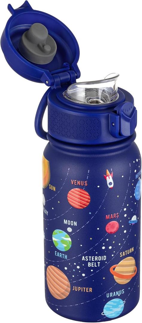 GOPPUS 12oz Kids Water Bottle  BPA-Free, Leak-Proof, Insulated Stainless Steel  Sweat-Proof, Reusable for School, Sports, and Outdoor Activities (Blue Starry Sky)
