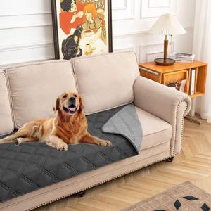 fuguitex Waterproof Dog Blanket Reversible for Small Dogs Resistant Leakproof Washable Couch Cushion Bed Protector Cover for Indoor Furniture Pet Friendly30"*70",Dark Grey+Grey