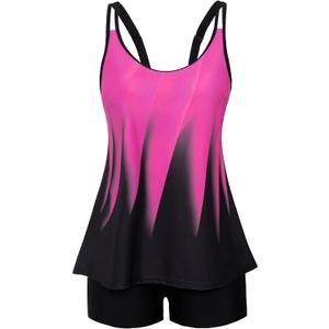 Arolina Tankini Swimsuits for Women Tummy Control Two Piece Bathing Suits Flowy Swim Tops with Boy Shorts, 22W