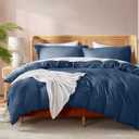 Nestl Navy Blue Duvet Cover Queen Size - Soft Double Brushed Queen Duvet Cover Set, 3 Piece, with Button Closure, 1 Duvet Cover 90x90 inches and 2 Pillow Shams