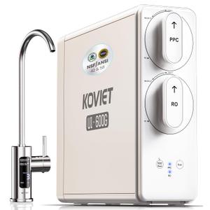 KOVIET Reverse Osmosis System, 10-Stage 600 GPD Tankless Reverse Osmosis Water Filter, Under Sink RO Water Filtration System with Smart LED Faucet, NSF/ANSI 42 & 58 Certified, 3:1 Pure to Drain
