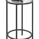 Round End Table, Tempered Glass Sofa Side Table, Black Coffee Table for Office Bedroom Living Room, Metal Frame, Modern Decor, 54x54x7 CM