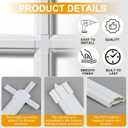 12 Pcs 24" Plastic Window Grille Inserts White Window Grid Kit Include Grid Connectors and Fasteners for for Installing Decorative Grilles Layouts Home