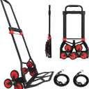 Stair Climbing Hand Truck and Dolly Heavy Duty 330 LB Capacity, Folding Hand Truck Stair Climber Cart with Telescopic Handle and 2 Bungee Cords, Portable Stair Climbing Dolly Cart for Easy Moving (Black)