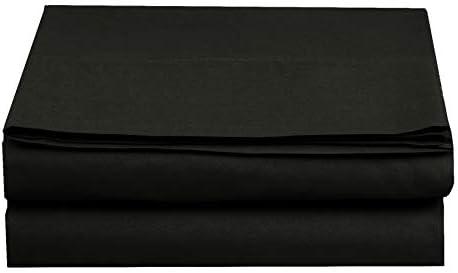 Elegant Comfort Premium Hotel Quality 1-Piece Flat Sheet, Luxury and Softest 1500 Premium Hotel Quality Microfiber Bedding Flat Sheet, Wrinkle-Free, Stain-Resistant, King, Black