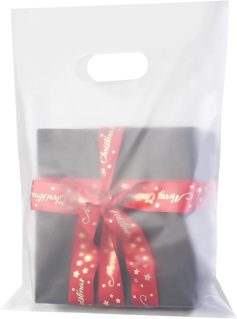 100 Pack Clear Plastic Bags, 9"x12" Merchandise Bags With Die Cut Handles for Retail, Small Business, Boutique Stores, Gifts