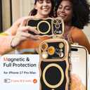 BENTOBEN Magnetic for iPhone 17 Pro Max Case 6.9" 2025, Cute Luxury Curly Wavy Bumper [Compatible with Magsafe] [Full Camera Protection] Slim Shockproof Protective Girls Women Phone Cover, Black/Gold