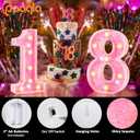 Pooqla 16th Birthday Decorations for Girls, Pink Light Up Numbers for Sweet 16th Birthday, Gift for Girls Party Table Decoration Backdrop Wall Decor for Wedding Anniversary Decor
