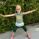 LUKYCILD Baby Girls Summer Clothes Casual Clothing Suit Short Sleeve Striped T-Shirt +Pants (Green)