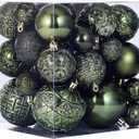 46 Pcs Christmas Ball Ornaments Dark Green Christmas Tree Ornaments Set with Velvet Christmas Bows, Vintage Shatterproof Xmas Decorations with Hanging Hooks for Holiday in 3 Sizes (Small Medium Large)