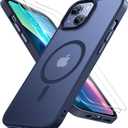 Miracase Magnetic for iPhone 13 Case 6.1 inch (Compatible with MagSafe)with 2X Screen Protectors Military-Grade Protection, Anti-Fingerprint Translucent Matte Phone Case Cover, Dark Blue