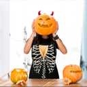 2 x 2PCS Halloween Glow-in-the-Dark Skeleton Apron Couples Cooking Aprons, Luminous Cosplay Costumes for Adults, Family, Teacher, Group, Women, School Party Supplies Decorations (Black, S)