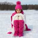 ZJGZF Pink Faux Fur Boots for Women Fuzzy Fluffy Furry Boots Winter Snow Boot Tall Cute Comfort Warm Shoes Soft Wide Calf Knee High Boot Rose