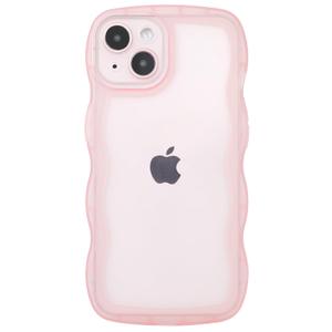 SKYLMW Compatible with iPhone 14 Case Wavy Frame Cute,Clear/Pink