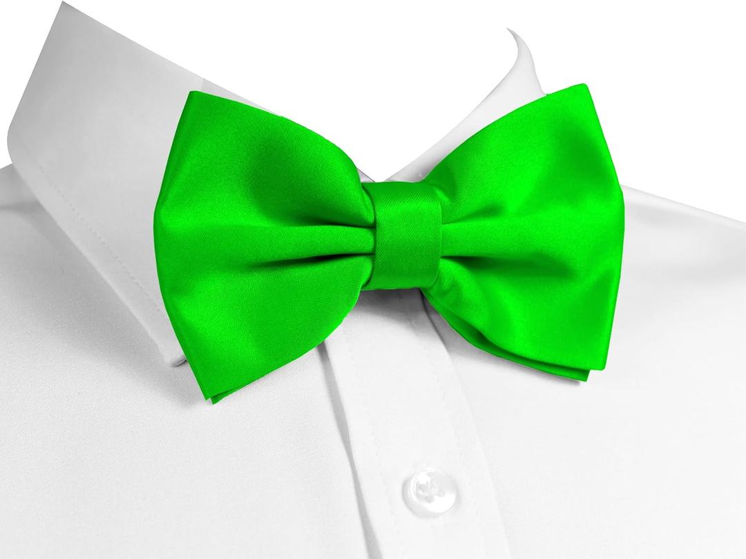 trilece Bow Ties for Men - Men's Solid Pre-tied Clip on Bowties for Formal Wear - Adjustable Bow Tie - Bow ties for Woman (Neon Green), Pack Of 2