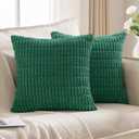 JELLYMONI 2 PCS Beige Decorative Throw Pillow Covers 18x18 Inch, Corduroy Striped Boho Pillows Cover for Living Room Bed Sofa Couch, Spring Farmhouse Boho Home Decor