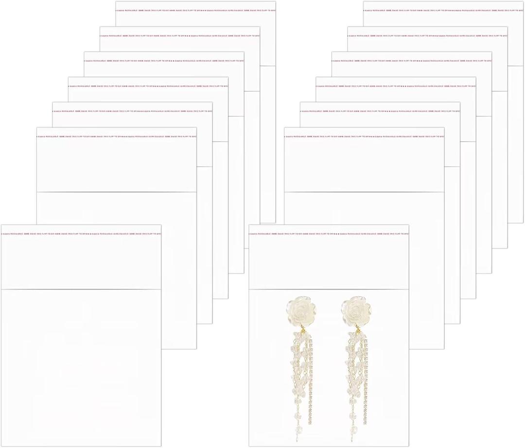 200pcs 2" x 2" Cellophane Bags Self Adhesive Clear Small Jewelry Bags Self Sealing Plastic Cello Bags 1Mil for Earrings Cookie Candy Beads Coins Gifts Decorative 